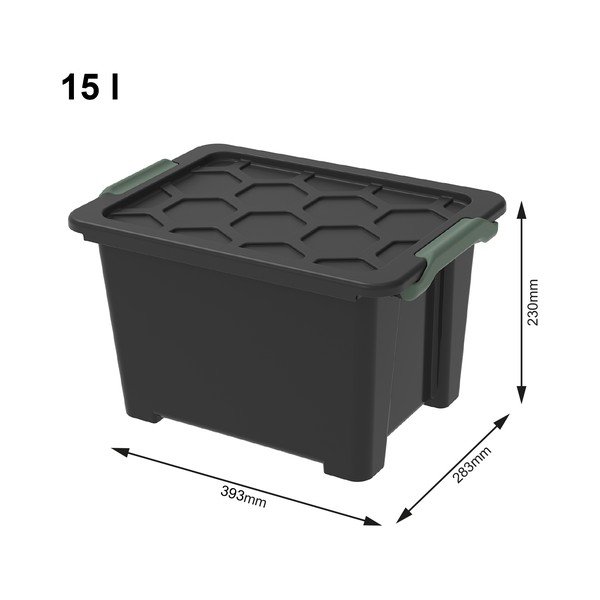 Lesklo čierny plastový úložný box s vekom Evo Safe - Rotho-image-1