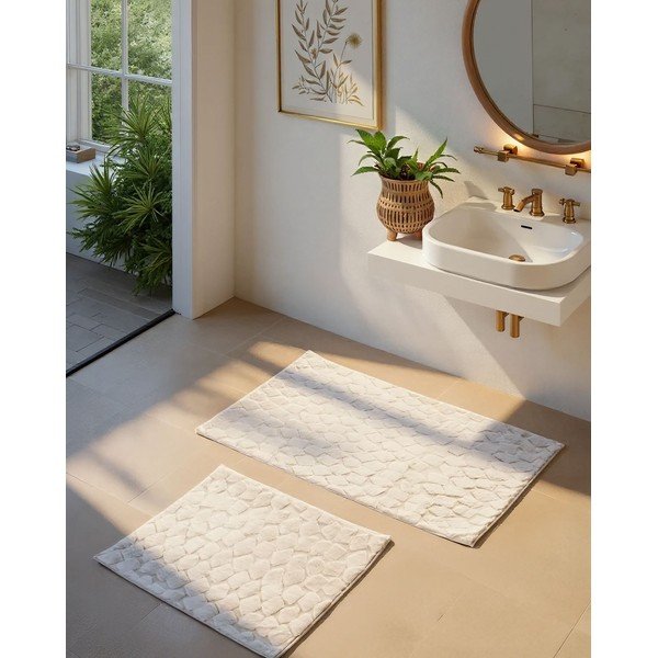 Krémovobiele kúpeľňové predložky v súprave 2 ks 60x100 cm Rabbit – Foutastic-image-1