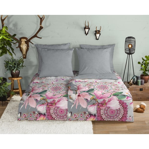 Ružovo-sivé flanelové obliečky na jednolôžko 140x200 cm – HIP-image-1