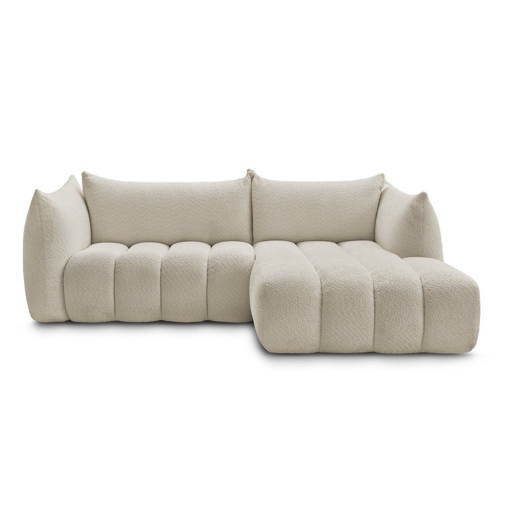 Béžová rohová pohovka z textílie buklé (pravý roh/s leňoškou) Azra – Bobochic Paris