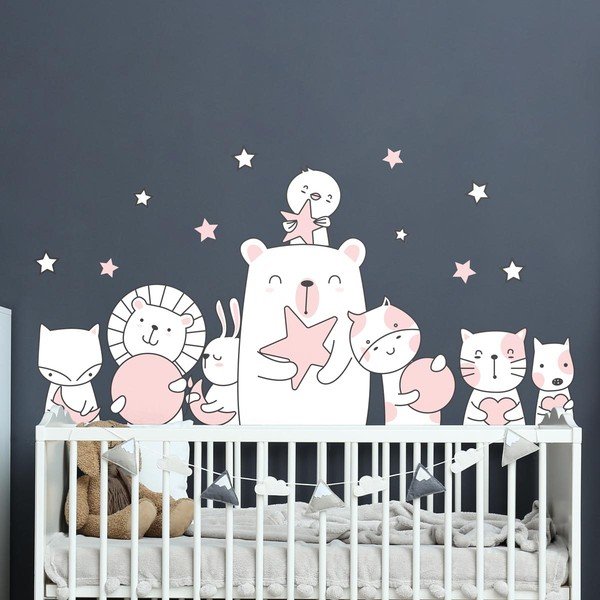 Detská samolepka na stenu Ambiance Star Guardian Animals, 90 x 60 cm-image-1