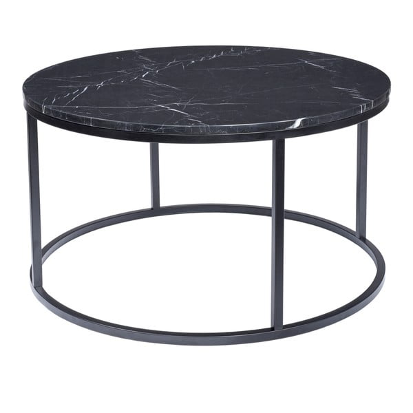 Čierny mramorový konferenčný stolík s čiernou podnožou RGE Accent, ⌀ 85 cm