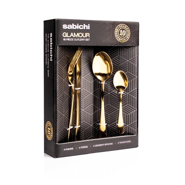 16-dielna súprava príborov v zlatej farbe Sabichi-image-1