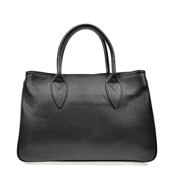 Čierna kožená kabelka Anna Luchini, 23 x 34.5 cm