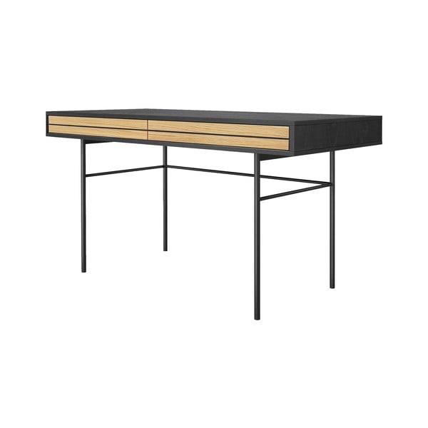 Čierny písací stôl Woodman Stripe, 130 x 60 cm-image-2