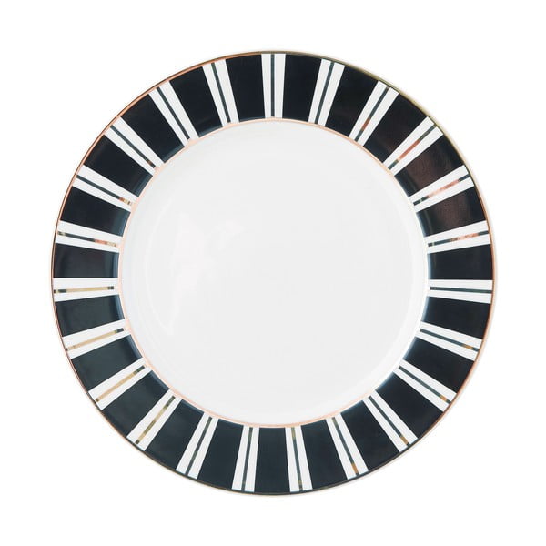 Keramický tanier s čiernobielym okrajom Miss Étoile Stripes, ø 25,5 cm