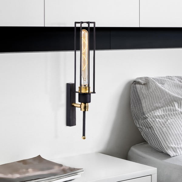 Nástenné svietidlo v čiernej a zlatej farbe ø 8 cm Fellini – Opviq lights-image-1