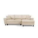 Béžová menčestrová rozkladacia rohová pohovka Micadoni Home Moghan, pravý roh