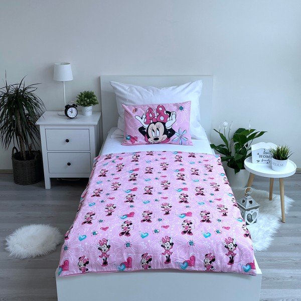 Ružová bavlnená detská obliečka do postieľky 100x135 cm Minnie Flowers  – Jerry Fabrics-image-2