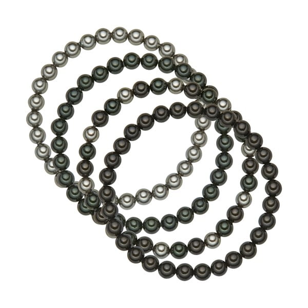 Štvorradový náramok so sivobielymi perlami ⌀ 6 mm Perldesse Beria, dĺžka 19 cm