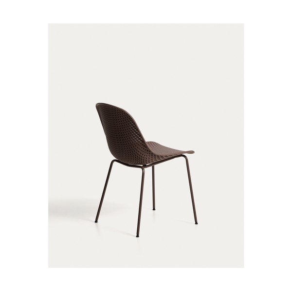 Hnedá kovová záhradná stolička Quinby – Kave Home-image-3