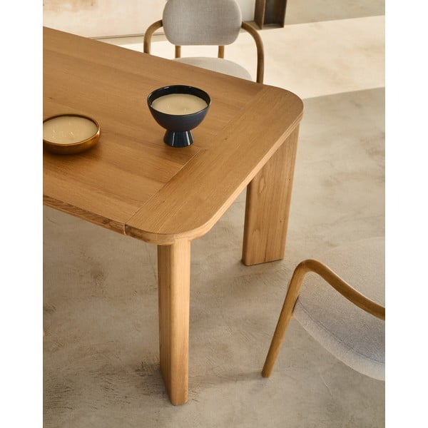 Rozkladací jedálenský stôl s doskou v dubovom dekore v prírodnej farbe 100x200 cm Jondal – Kave Home-image-2