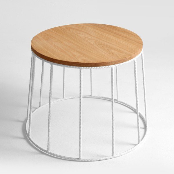 Konferenčný stolík s bielou konštrukciou s doskou v dekore dubového dreva Custom Form Memo, ⌀ 50 cm-image-4