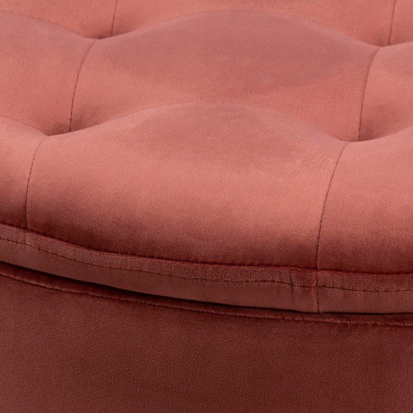 Korálovoružový zamatový puf Actona Retina, ⌀ 60 cm-image-2