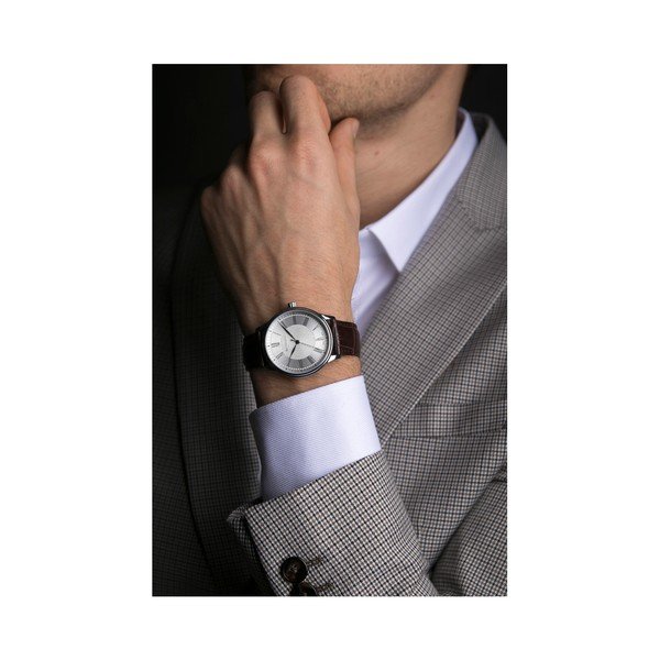 Pánske hodinky s hnedým remienkom z pravej kože Walter Bach Marrio-image-3