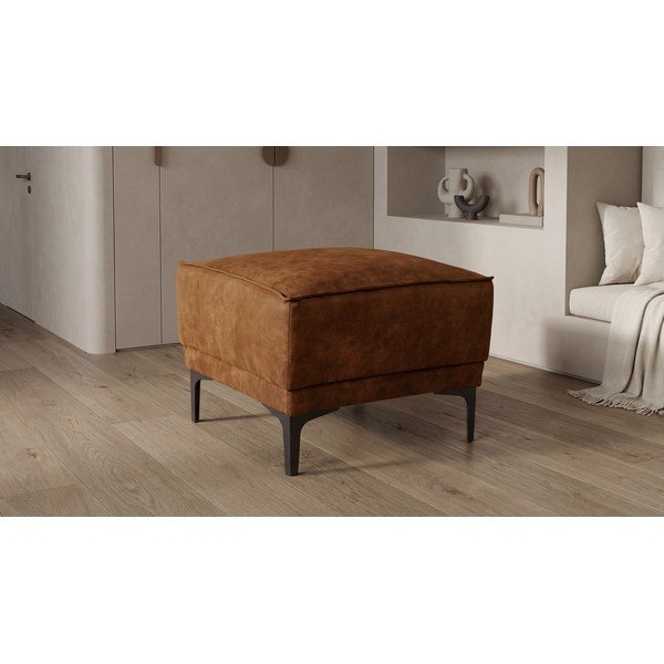 Koňakovohnedý taburet z imitácie kože Copenhagen – Scandic-image-4