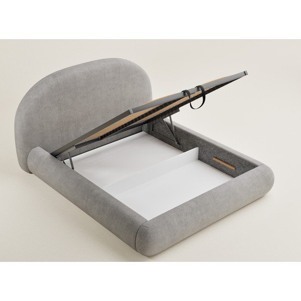 Sivobéžová čalúnená dvojlôžková posteľ s úložným priestorom s roštom 180x200 cm Maumere – Maison de Rêve-image-3