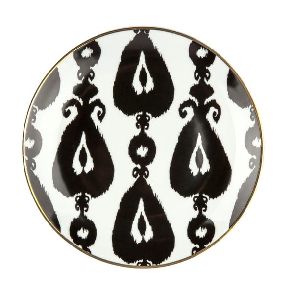 Čierno-biely porcelánový tanier Vivas Ikat, Ø 23 cm