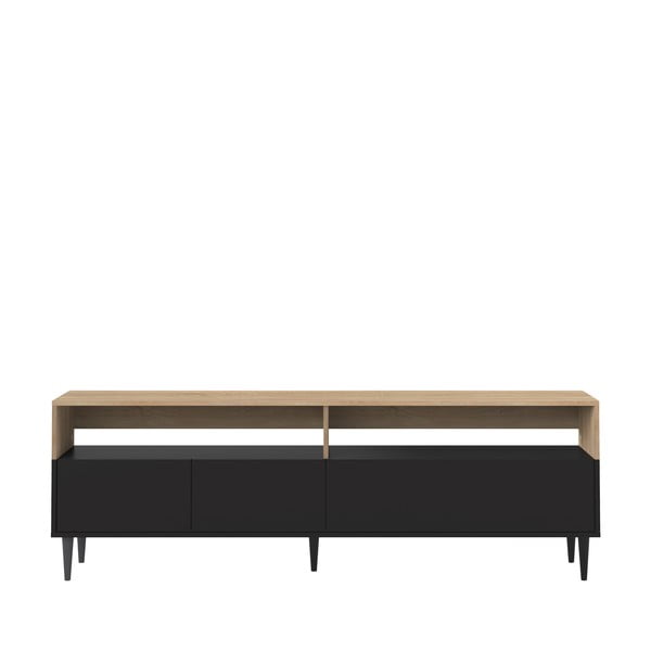 Čierny TV stolík v dekore duba 180x61 cm Horizon - TemaHome 
