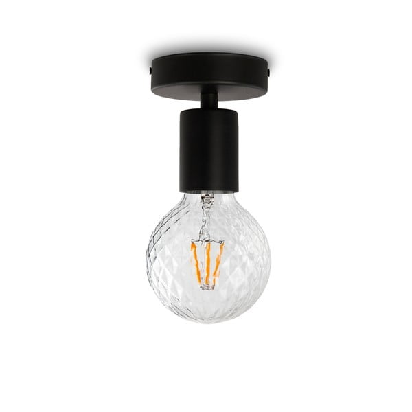 Čierne stropné svietidlo so žiarovkou Bulb Attack Cero Basic Globe Clear