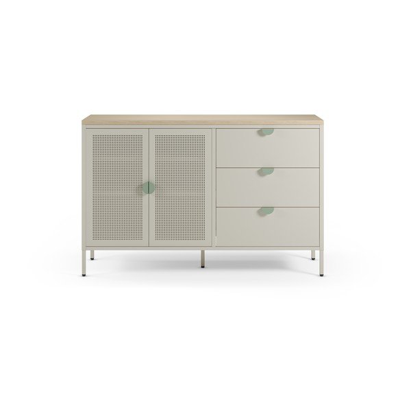 Krémovobiela/v prírodnej farbe kovová komoda 140x90x40 cm Sayla – Marckeric