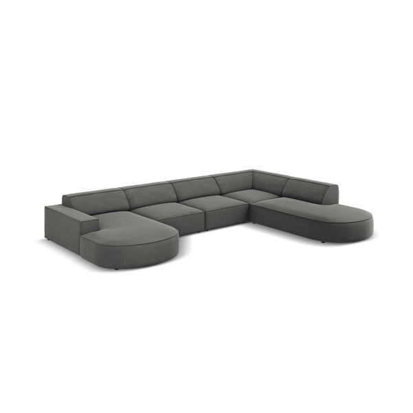 Sivá zamatová rohová pohovka (pravý roh) Jodie - Micadoni Home-image-4