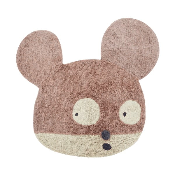 Svetlohnedý prateľný ručne tkaný vlnený detský koberec 120x120 cm Miss Mighty Mouse – Lorena Canals