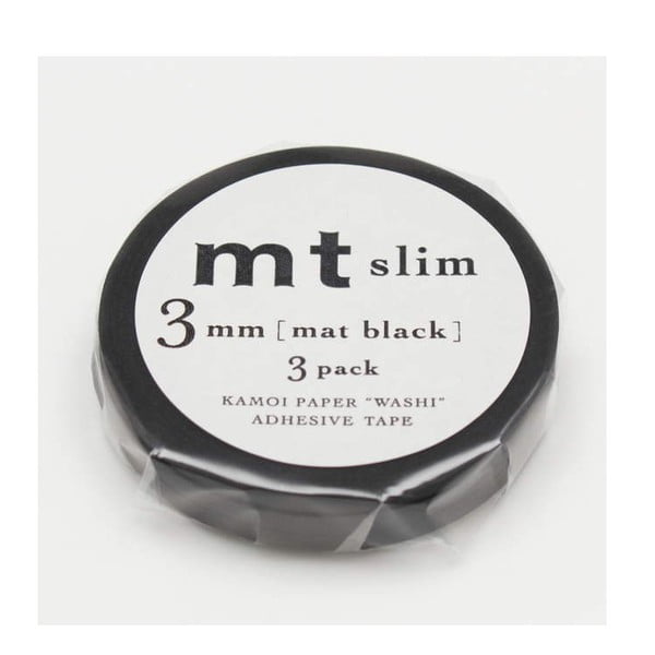 Sada 3 čiernych washi pások MT Masking Tape Matte