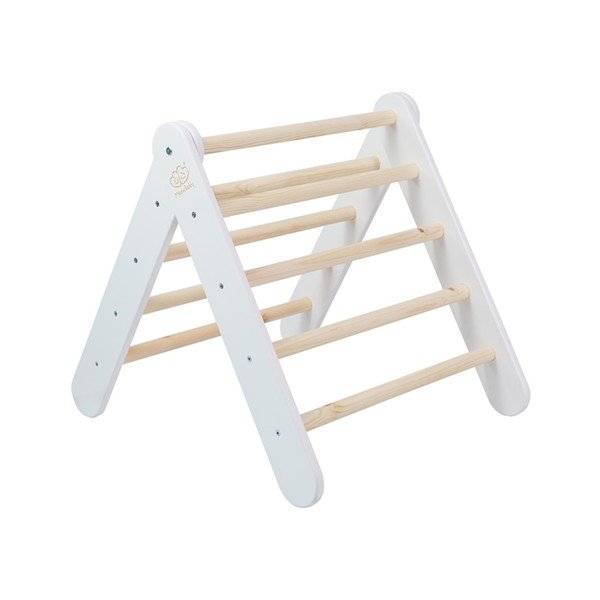 Biely pikler trojuholník z borovicového dreva 60x60x60 cm Montessori – Meowbaby