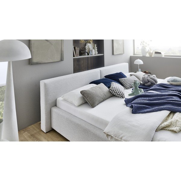Sivá čalúnená dvojlôžková posteľ s úložným priestorom s roštom 200x240 cm Cube – Meise Möbel-image-2