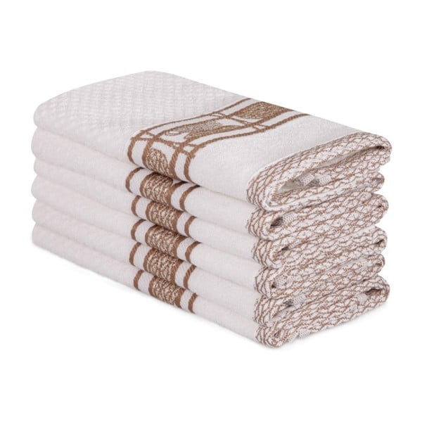 Sada 6 béžových bavlnených uterákov Beyaz Lucmeno, 30 × 50 cm