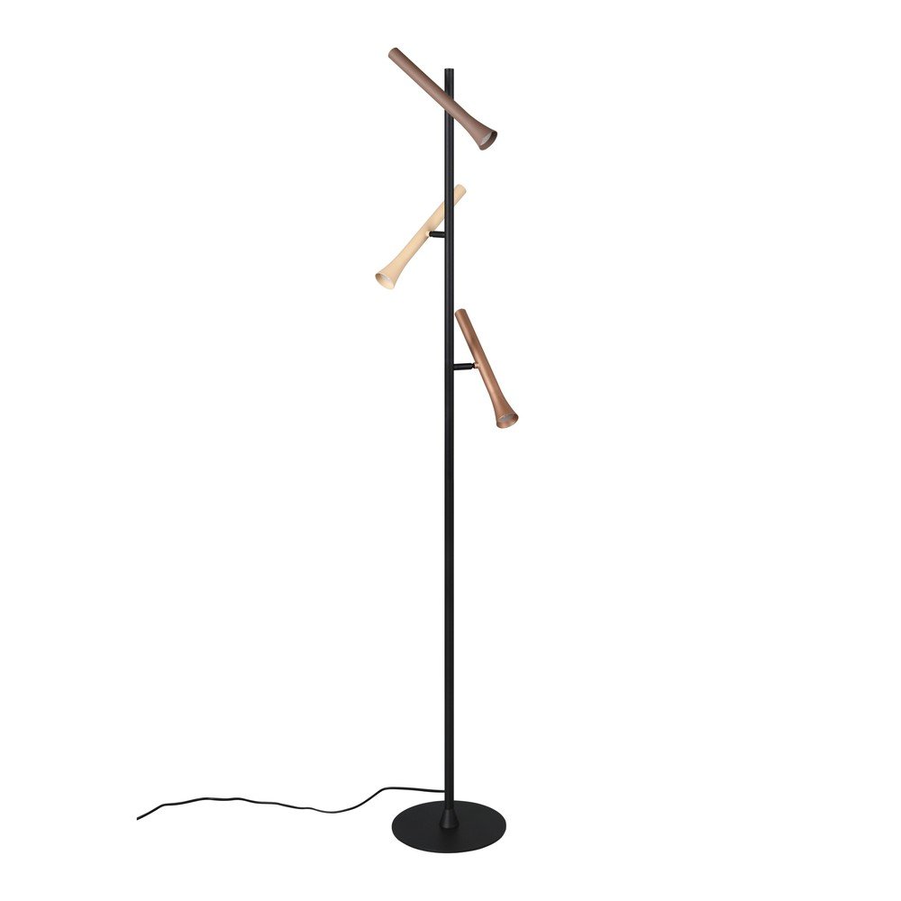 E-shop Čierna LED stojacia lampa s kovovým tienidlom (výška 150 cm) Fiato – Trio