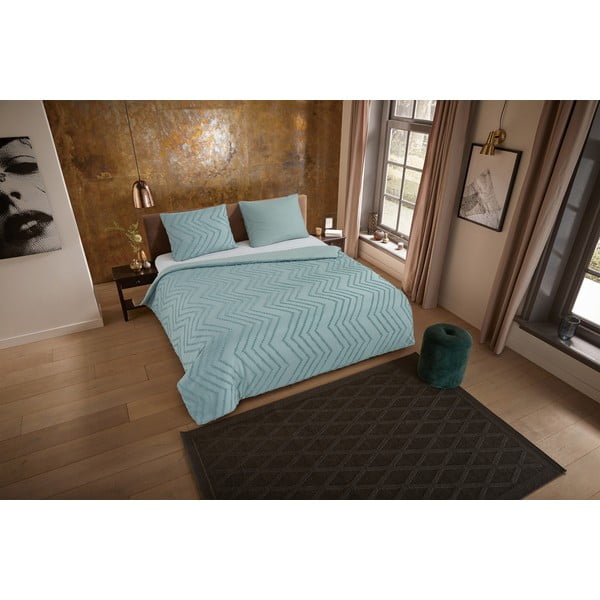 Svetlozelené predĺžené obliečky na jednolôžko z mikrovlákna 140x220 cm Pure Zigzag – Good Morning-image-3