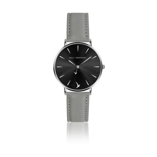 Dámske hodinky so sivým remienkom z pravej kože Emily Westwood Claire