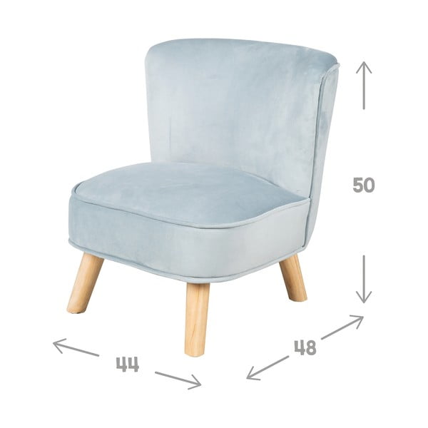 Svetlomodré zamatové detské kresielko Lil Sofa – Roba-image-4