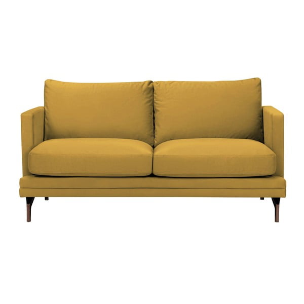 Žltá dvojmiestna pohovka s podnožou v hnedej farbe Windsor & Co Sofas Jupiter