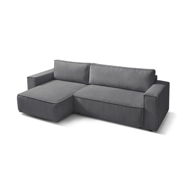 Tmavosivá menčestrová rozkladacia rohová variabilná pohovka Nihad – Bobochic Paris-image-4