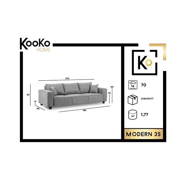 Tmavosivá pohovka Kooko Home Modern, 245 cm-image-1