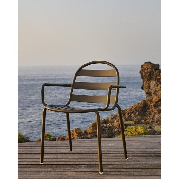 Tmavosivé kovové záhradné stoličky v súprave 4 ks Joncols – Kave Home-image-1