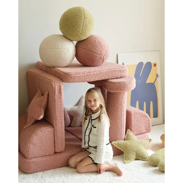 Ružový detský pohovkový vankúš z textílie buklé Ball – Wigiwama-image-3