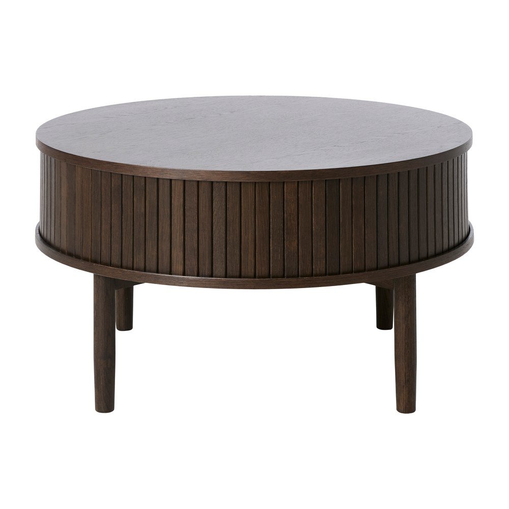 E-shop Okrúhly konferenčný stolík v dekore duba v tmavo prírodnej farbe ø 85 cm Meta – Unique Furniture