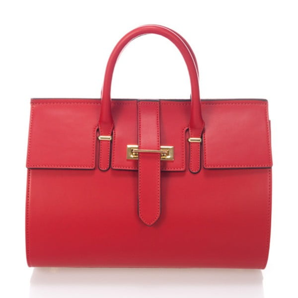 Červená kožená kabelka Markese Gaia