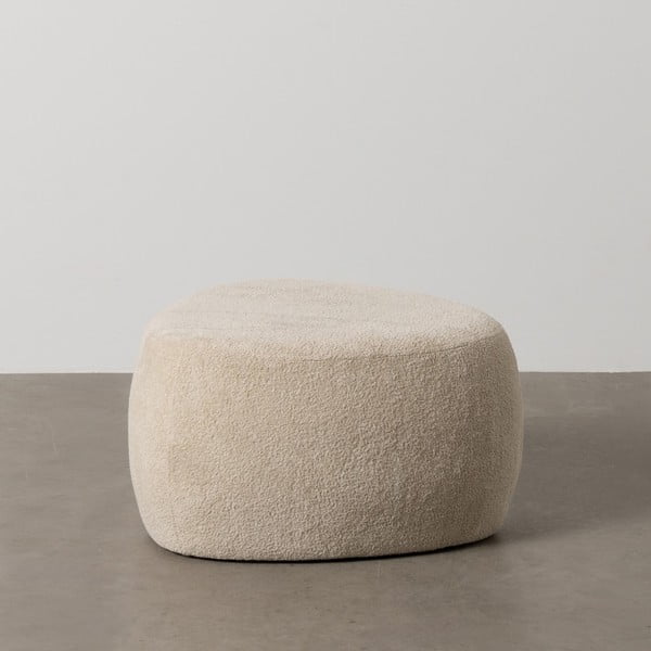 Béžový taburet z textílie buklé – Ixia-image-1