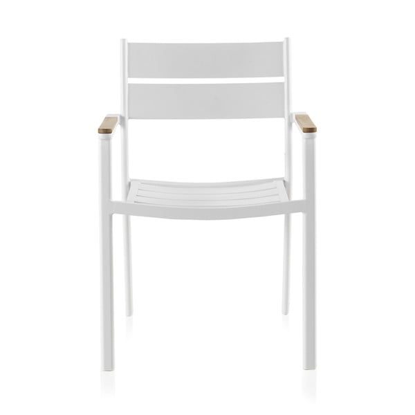 Biela záhradná stolička s týkovým drevom Geese Giulia, šírka 56 cm
