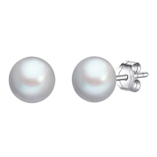 Náušnice so striebristosivou gombíkovou perlou Chakra Pearls