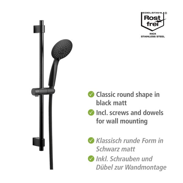Čierny sprchový set z nerezovej ocele 66 cm Young - Wenko-image-3