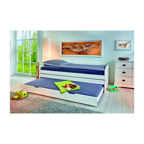 Biela rozkladacia jednolôžková posteľ Evergreen Hous Triple-image-3