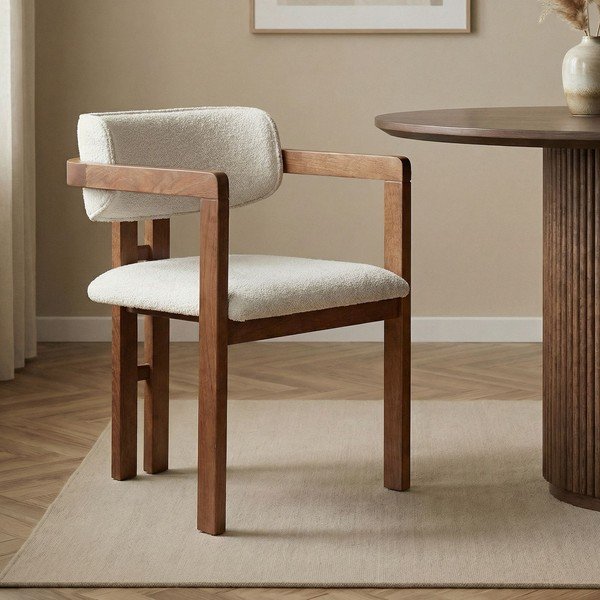 Biele jedálenské kreslo s podrúčkami Toscana – Kalune Design-image-1
