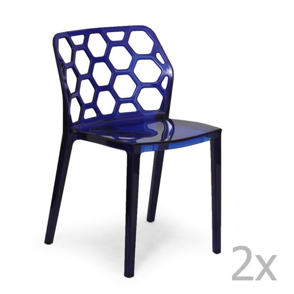 Sada 2 modrých stoličiek Garageeight Honeycomb