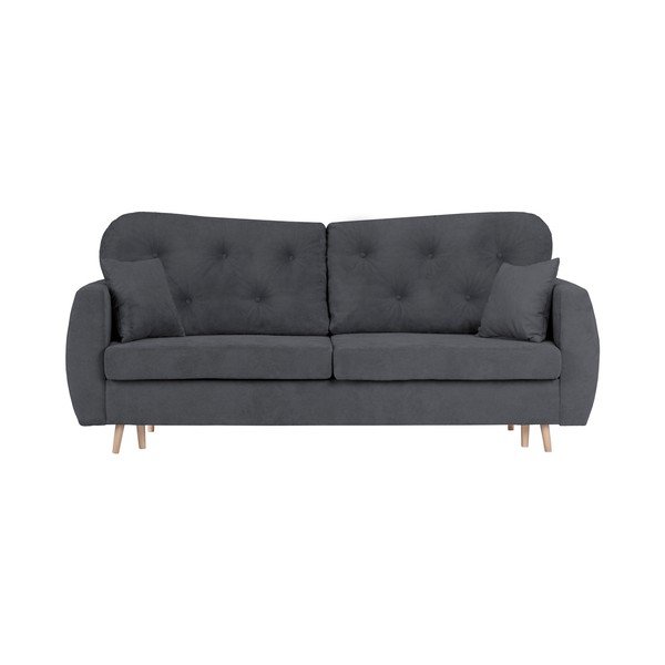 Tmavosivá rozkladacia trojmiestna pohovka s úložným priestorom Mazzini Sofas Orchid